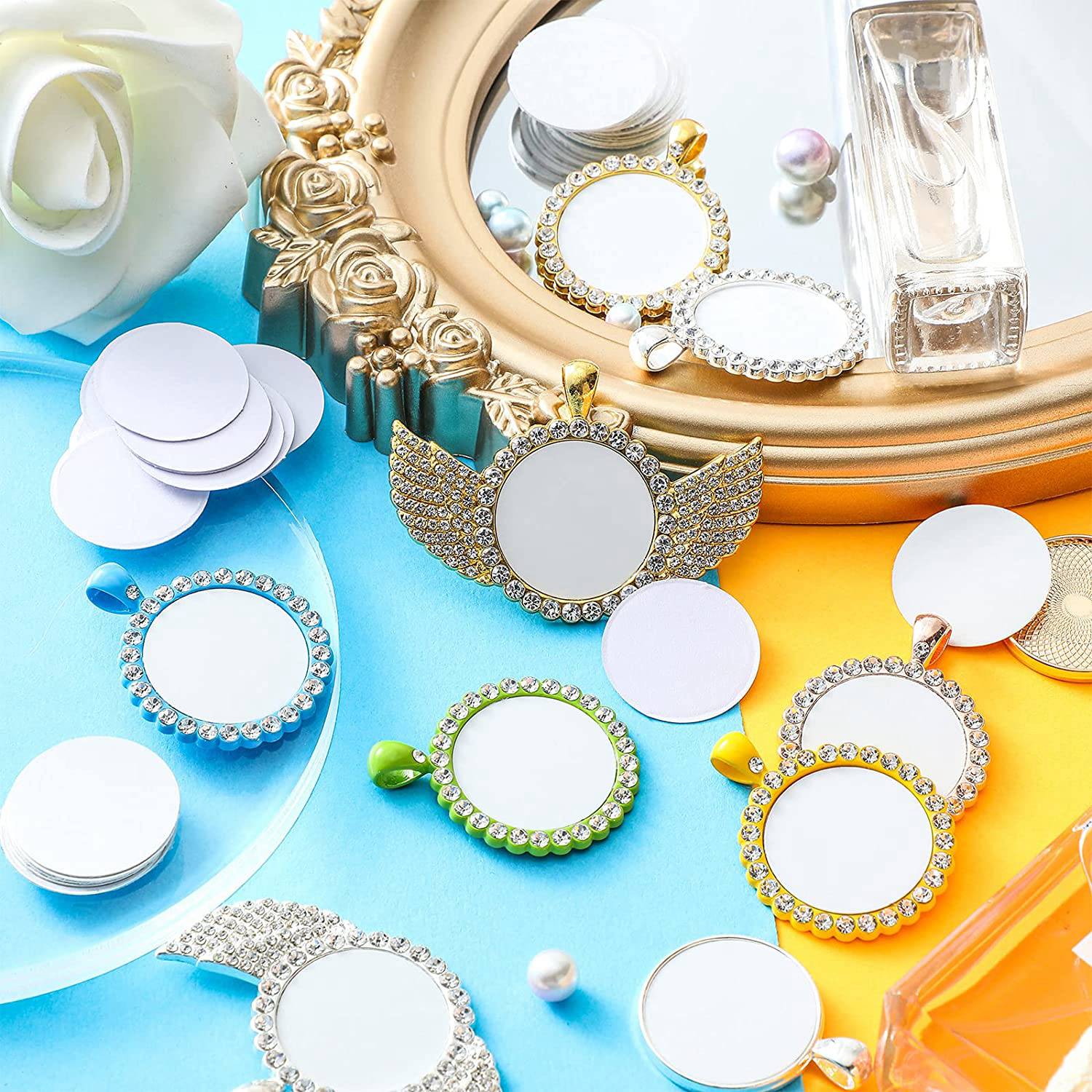 Bezels Set Pendant - AT35-승화 빈 알루미늄 스티커 세트 라운드