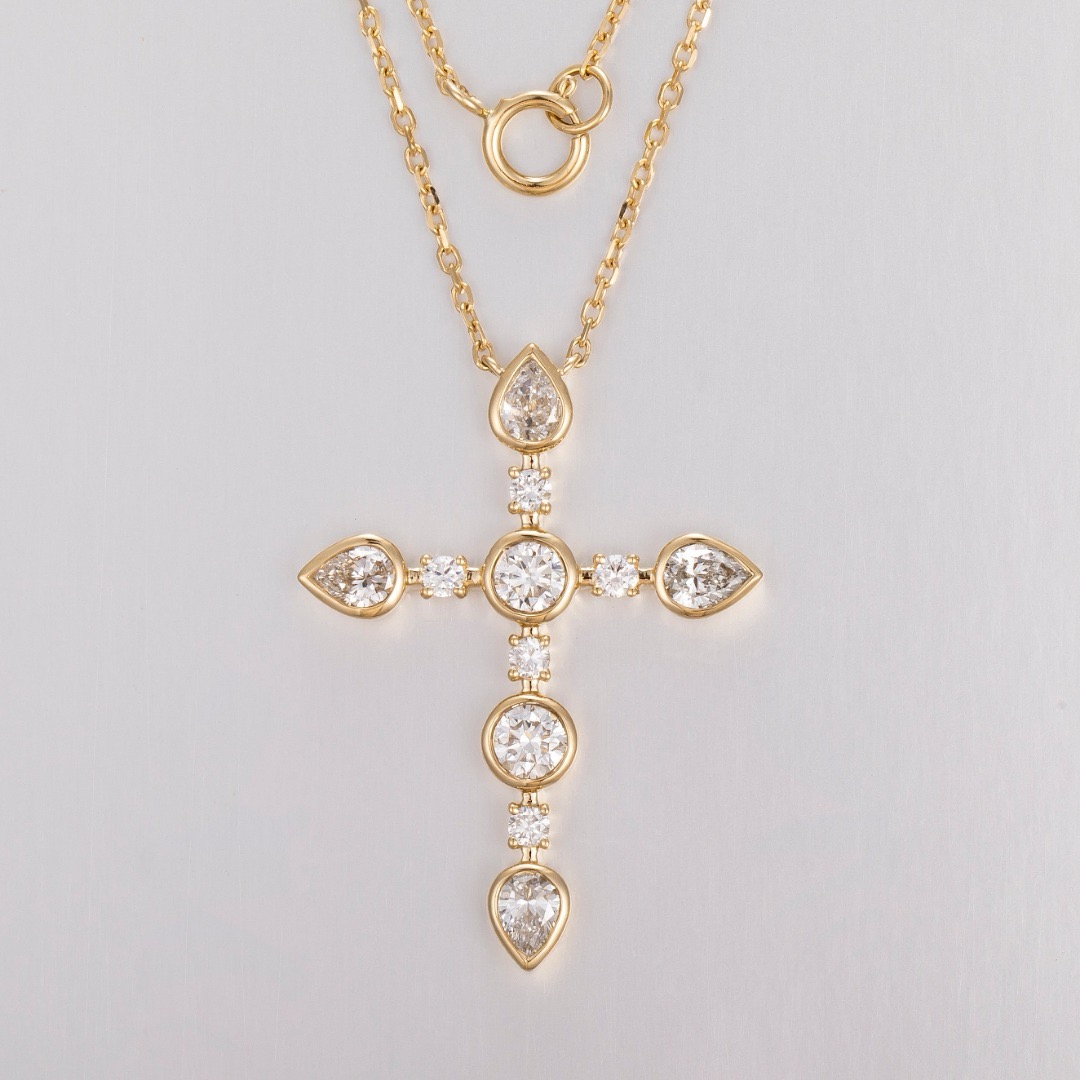 Bezels Set Pendant - 14K 옐로우 골드 소재의 실험실에서 재배한