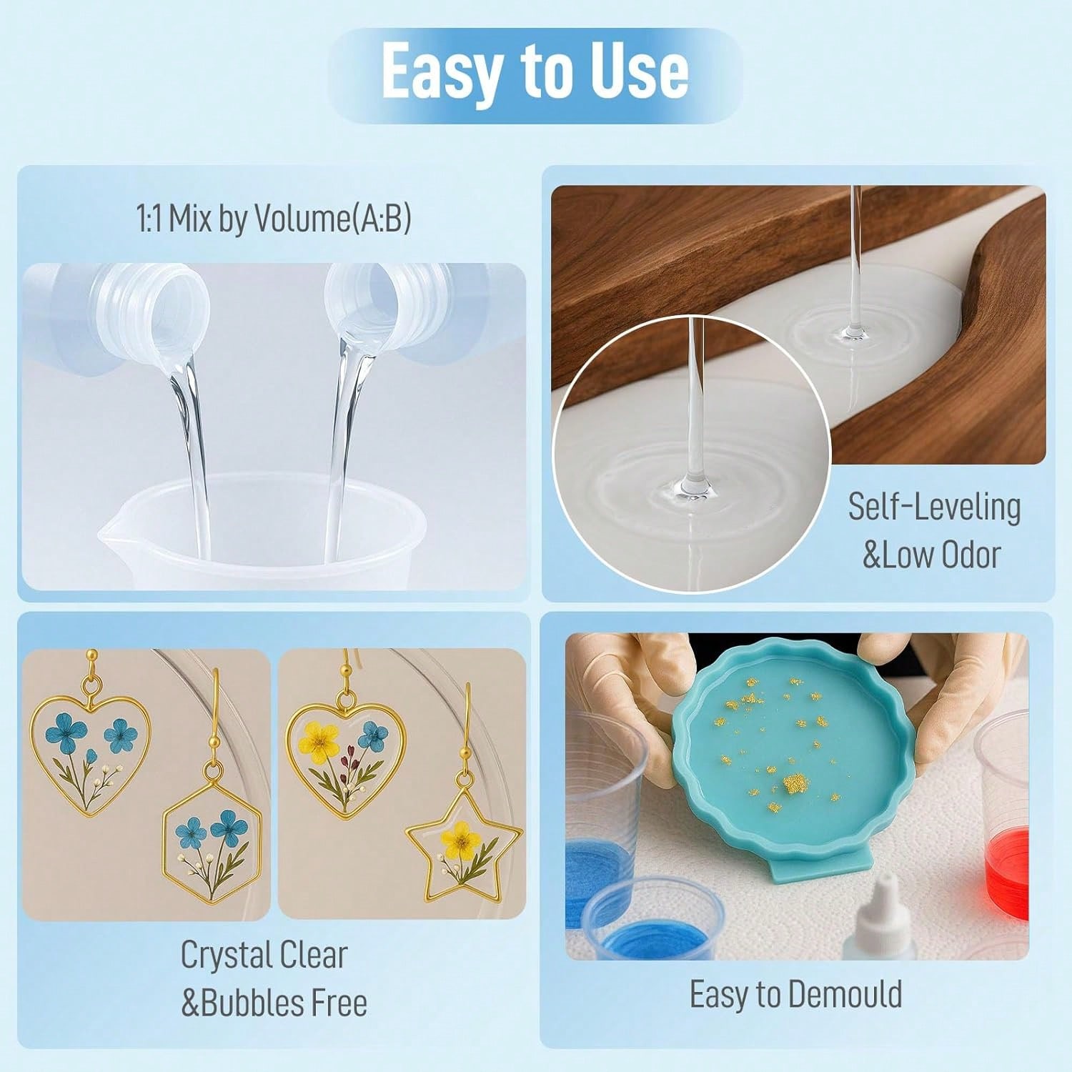 크리스탈 클리어 에폭시 레진 1:1 키트 빠른 경화 비 - Resin Jewelry Kit 리뷰 및 가격