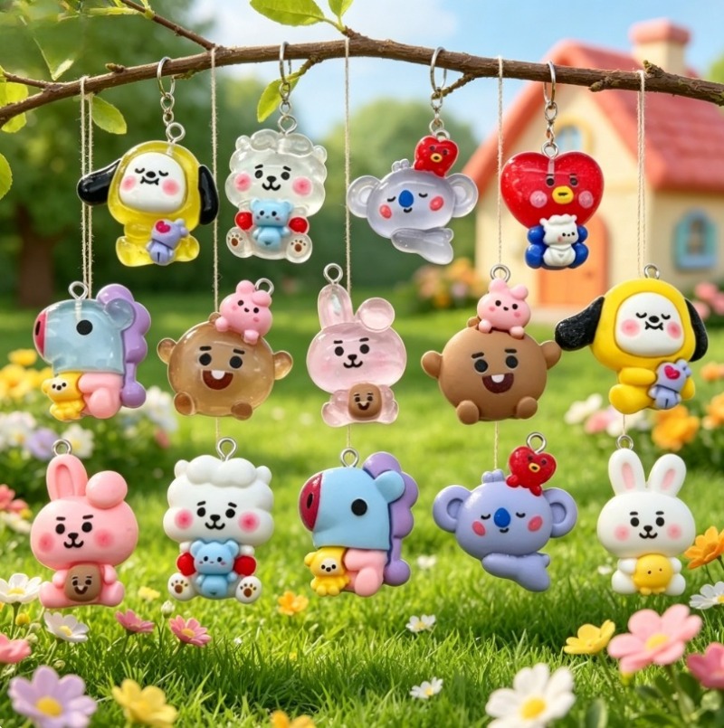 7pcs BT21 수지 만화 참 DIY 액세서리 공예  - Resin Craft Material 리뷰 및 가격