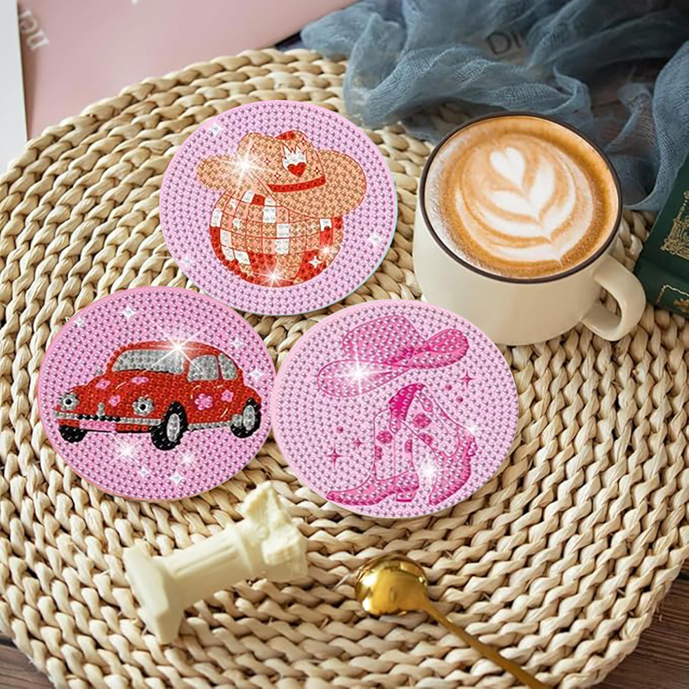 다이아몬드 페인팅으로 장식한 컵 받침 8개 세트, DI - Resin Craft Kit 리뷰 및 가격